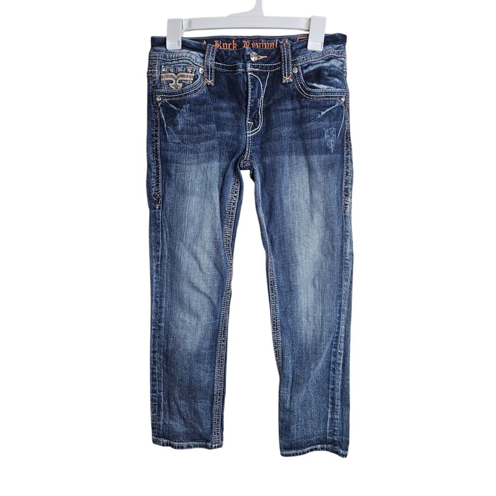 Rock Revival Women’s Ligeia Easy Crop Jeans Size 27 Rhinestones Embellished